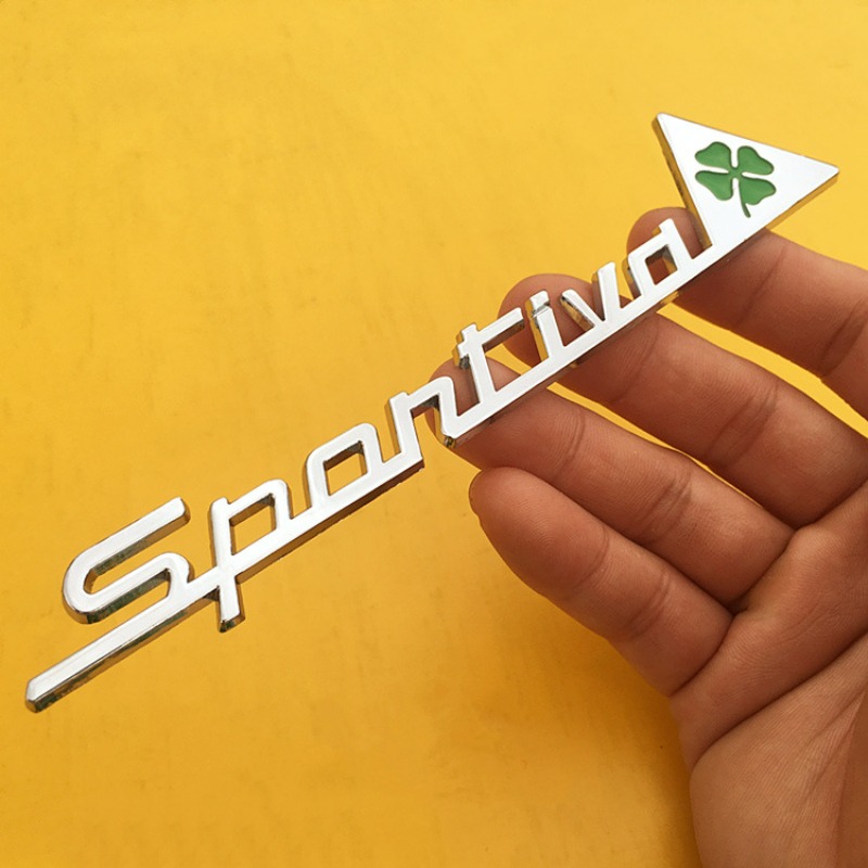 Car Accessories Sticker - สติ๊กเกอร์โลหะตกแต่งคุณภาพสูง SPORTIVA ลายใบโคลเวอร์สี่แฉก ปิดรอยขีดข่วน อุปกรณ์ตกแต่งรถยนต์ส่วนบุคคล