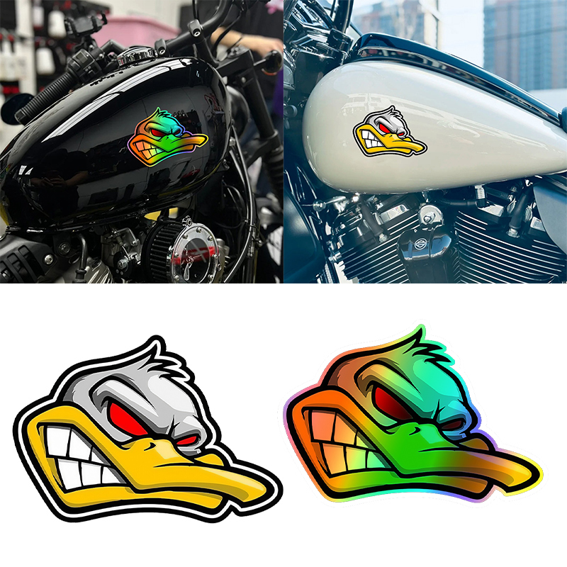 Car Accessories Ebay - 1PC การ์ตูนตลกหัวเป็ดโกรธสติ๊กเกอร์รถจักรยานยนต์สกู๊ตเตอร์สติ๊กเกอร์ถังน้ํามันเชื้อเพลิงรถจักรยานยนต์ไวนิล Decals ภายนอกรถสติกเกอร์