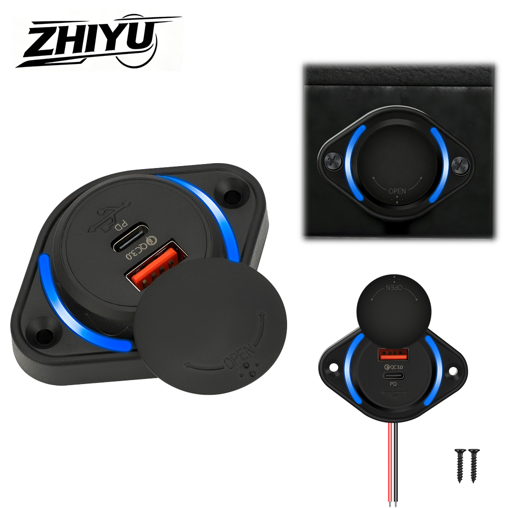 Car Accessories Qc - ZHIYU QC 3.0 เครื่องชาร์จ USB คู่พร้อมฝาเลื่อน