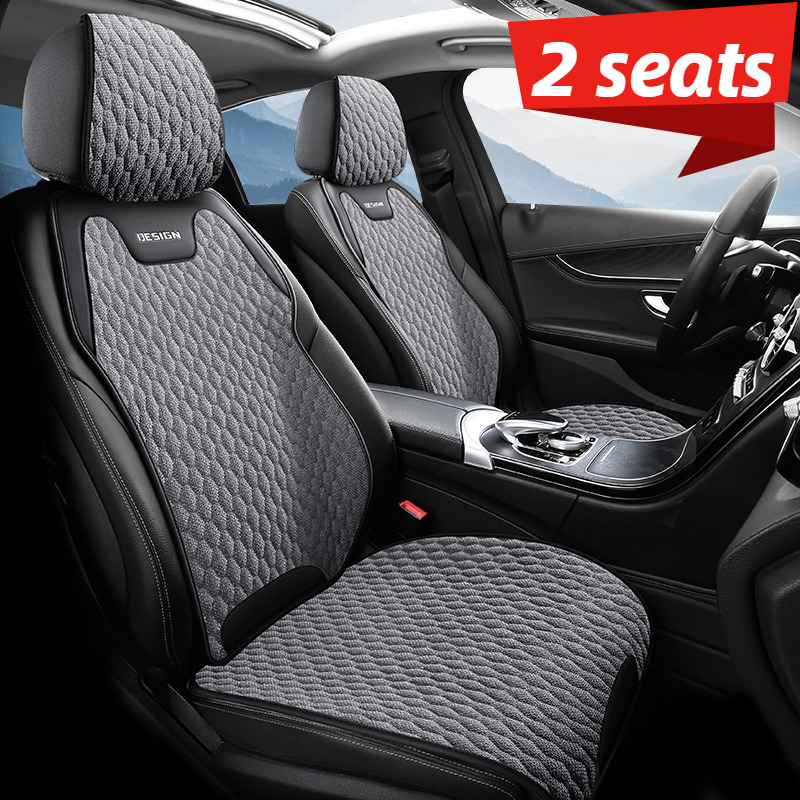 Car Accessories Must Have - เบาะนั่งด้านหน้า 2 ที่นั่ง ไอเท็มที่ต้องมีสำหรับฤดูร้อน ผ้าคลุมเบาะรถยนต์ผ้าลินินที่นุ่มสบายและระบายอากาศได้ดี สวยงาม