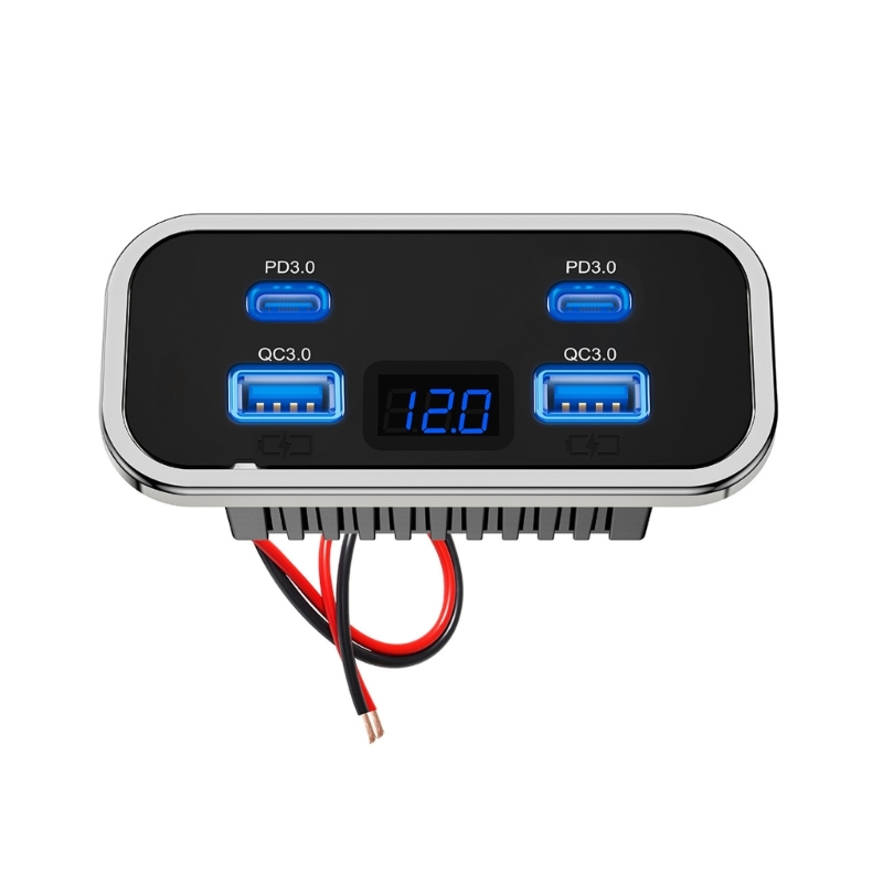 Car Accessories Qc - อุปกรณ์เสริมติดผนังเครื่องชาร์จในรถยนต์ USB 4 พอร์ตคู่ PD QC3.0